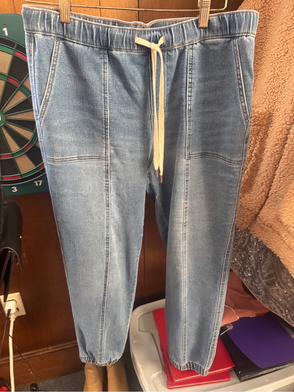 Berkley Jensen Denim Jogger Jeans Light Wash Stretch Pull-On Size M